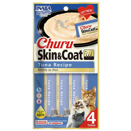 Churu Skin & Coat Receta de Atún para Gatos (Sobre Con 4 Premios)
